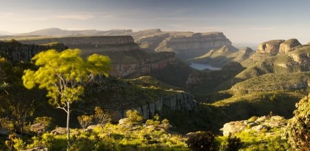 Sunset in the valley - summer, valley, shadow, sky, river, tree, landscapes, sunset, nature