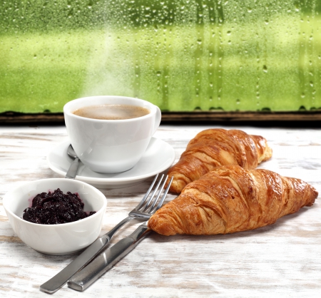 ♥Coffee♥ - cup, breakfast, croissant, coffee