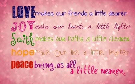 â™¥ - word, love, faith, rainbow, peace, joy, quote, purple, yellow, pink, red, blue, hope, green