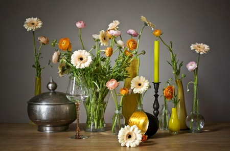 Beautiful Flowers - flowers, vases, decorations, candles