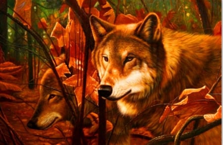 Wolves - wolf, wolves, predator, art, wild, animal