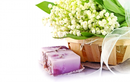 â™¥Spa Flowersâ™¥ - may-lily, soap, spa, basket, flowers