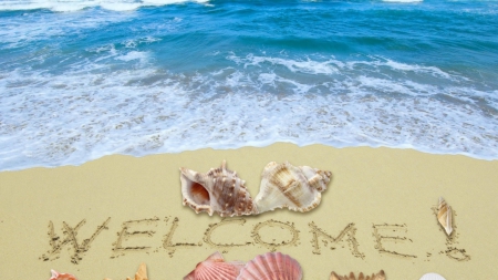 Welcome Summer - starfish, sandbach, water, summer, wave