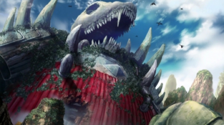 Dog General's grave - sky, great, armor, inuyasha, clouds, other world, dog general, anime, father of inuyasha and sesshomaru, skeleton, manga, demon