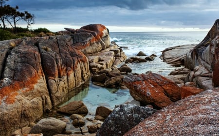 Binalong Bay, Tasmania - rocks, bay, ocean, nature, tasmania