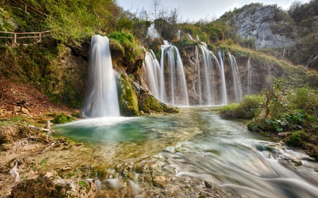 Plitvice Nat'l. Park, Croatia - nature, waterfalls, rocks, croatia