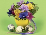 Flowers and easter eggs