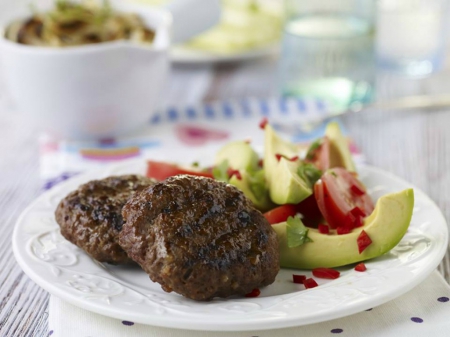 chopped steak - avocado, chopped steak, food, dinner