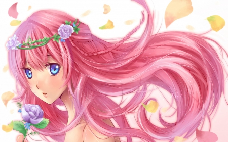 â™¥ - girl, sakura, pink, petals, anime, flower, manga