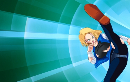 High Kick - android 18, dragonball, tv series, dragon ball z, anime