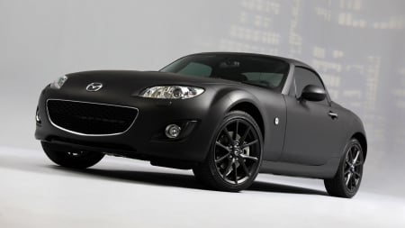 Mazda MX 5 - Mazda, vehicles, cars, matte black, front view, mazda mx 5