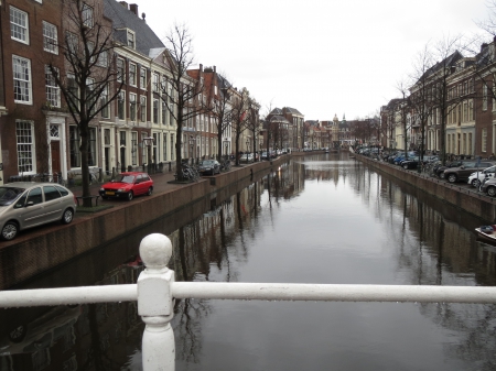 Canal, city of Leiden - town, photography, Canal, Leiden, architecture