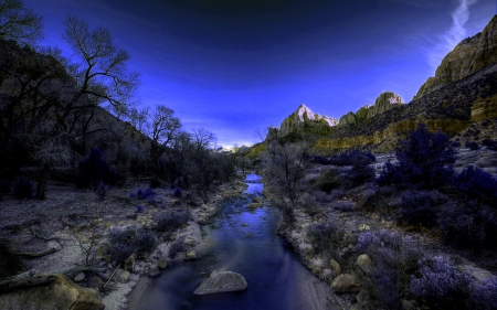 WINTER VALLEY - river, rocky, winter, canyon