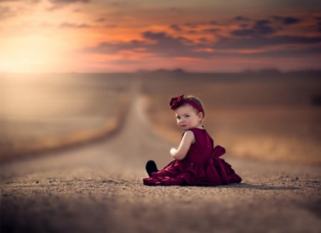 â™¥ - love, sky, girl, sunset, nature, baby, clouds, splendor, sweetness