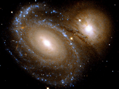 two galaxys - near, by, moving, close, Interacting