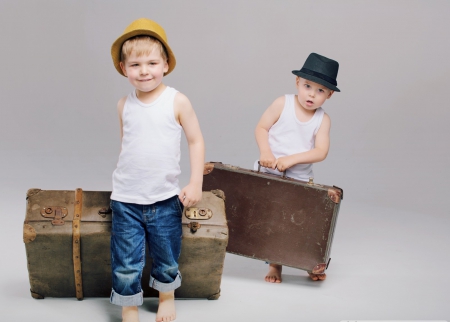 Cute Boys - photography, cute, suitcase, boys