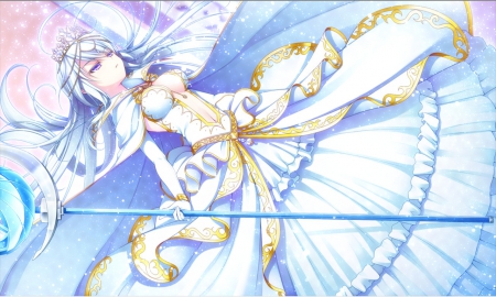 Azurite - anime, white, anime girl, re birth colony, azurite, magic, blue, queen