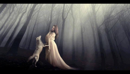 SPIRITS OF THE FOREST - wolf, spirits, nature, forest, people, animals