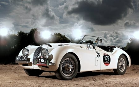 Jaguar Xk 120 ( 1948 - 54 ) - white, cars, jaguar, rally