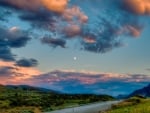 sunset over road in washington countryside hdr