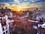 wonderful sunset over new york city hdr