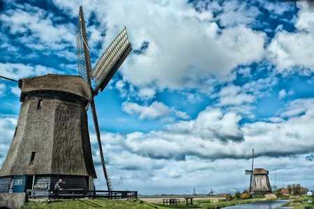 * Mills and blue sky * - mill, sky, nature, blue