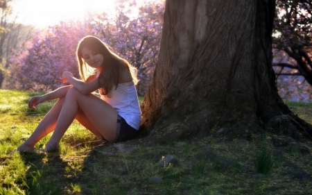 girl in the woods 4 - beauty, girl, woods, legs