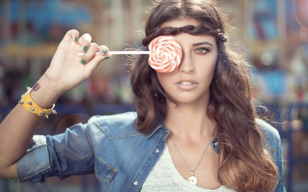 Antonia - antonia, blue, singer, girl, beauty, pink, sweet, music, romanian, lollipop, woman, artist, candy