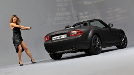 Mazda MX 5 - Mazda, vehicles, cars, katana, sword, models, rear view, mazda mx 5