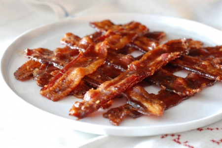 Bacon - bacon, food, plate, fries