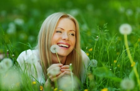 ~✿~ - dandelion, field, model, happy