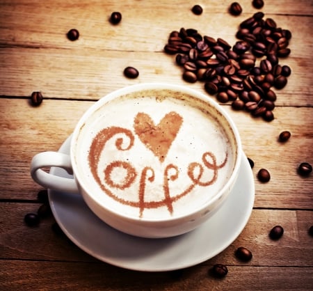 ♥Coffee♥ - heart, beans, coffee, love, cup