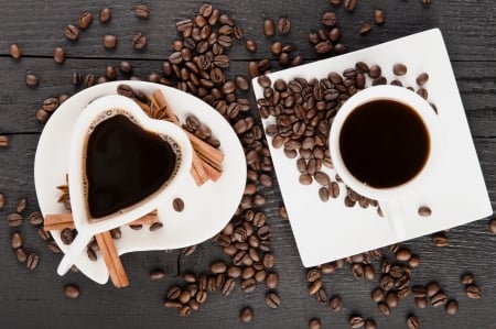 ♥Coffee♥ - heart, cup, beans, coffee