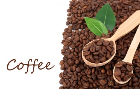 ♥Coffee♥ - spoon, leaves, beans, coffee