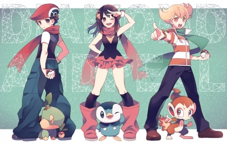 PokÃ©mon - pokemon, chimchar, lucas, dawn, turtwig, barry, piplup