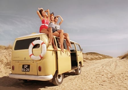 Big girls dont cry - posing, summer, sand, legs, car, bathing suit, beach, vw