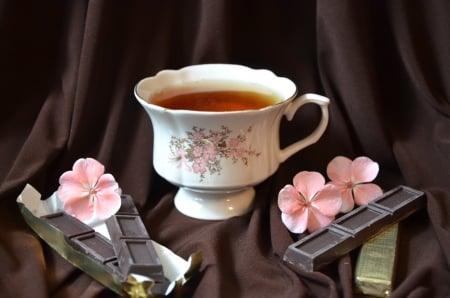 * Cup of tea * - tea, drink, chocolate, flowers, food