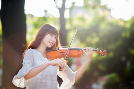 Violin - play, girl, music, violin