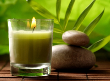 Spa - stone, candle, green, stones, spa, spas