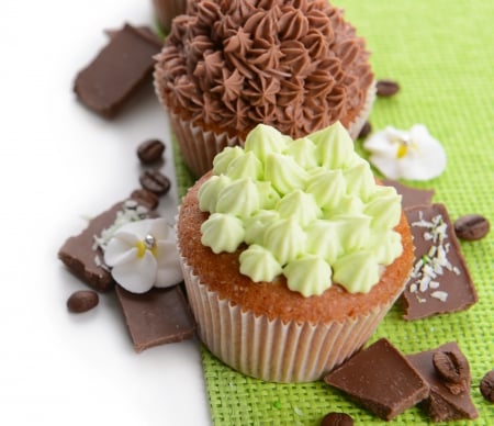 ♥Cupcakes♥ - chocolate, cream, dessert, cupcake