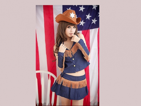 American Dreams - women, fun, anime, female, American, hats, fashion, girls, cowgirls, style, flags, westerns