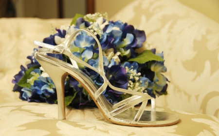 For the bride - bouquet, stiletto, flowers, shoe