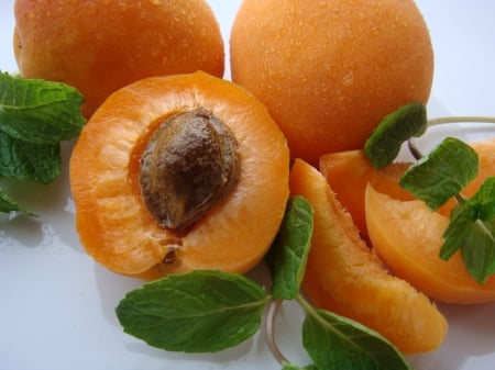 Apricot - leaves, apricot, fruit, tasty