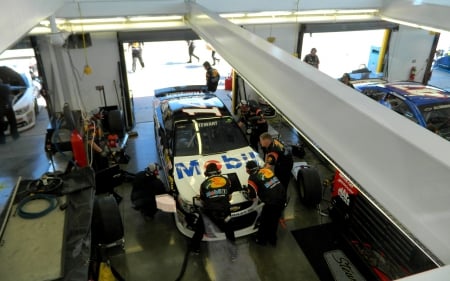 #14 Stewart's Garage Area - wide screen, 14, driver, tony stewart, photography, smoke, auto, stewart, racing, las vegas motor speedway, nascar, photo