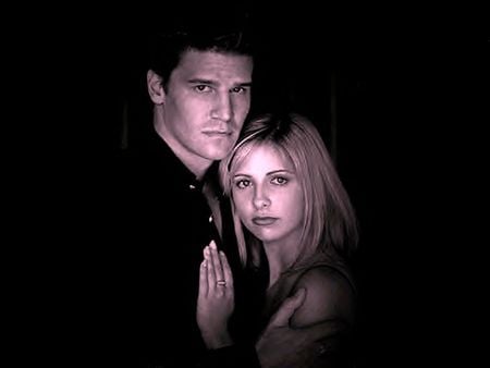 Angel and Buffy - vampire, black, slayer, love, dark