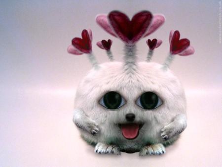 love flump - creature, white, red, eyes, puffy, love, hearts