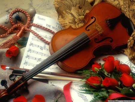 Love note - flowers, violin