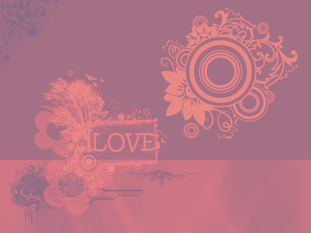 Love in pink and purple - flowers, trees, birds, purple, love, pink