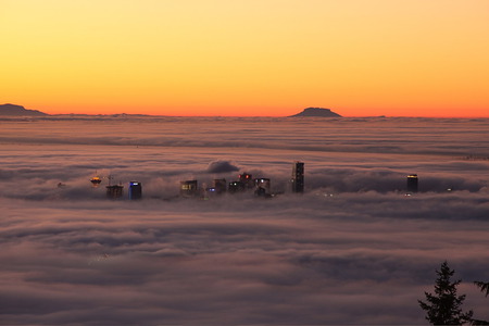 Vancouver Fog - vancouver, landscape, cities, sunsets, fog, scene