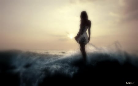 Endless - woman, ocean, art, abstract, girl, sea, fantasy